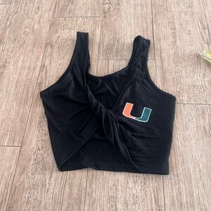 Custom U Miami Black Twist Front Crop Top small